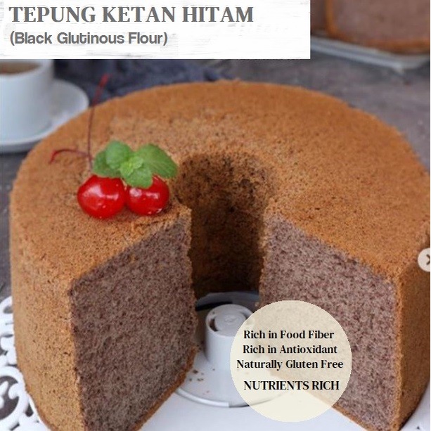 

ketan-beras-tepung- tepung ketan hitam 250gr gluten free / untuk cake, muffin, roti -tepung-beras-