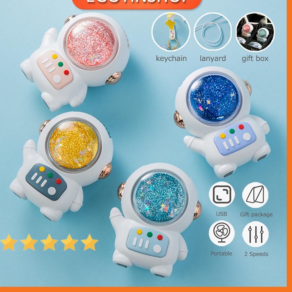 (TERBARU) Astronaut Cute Fan Kipas Angin Mini Portable Karakter Kipas Astronot Kapasitas Besar USB C