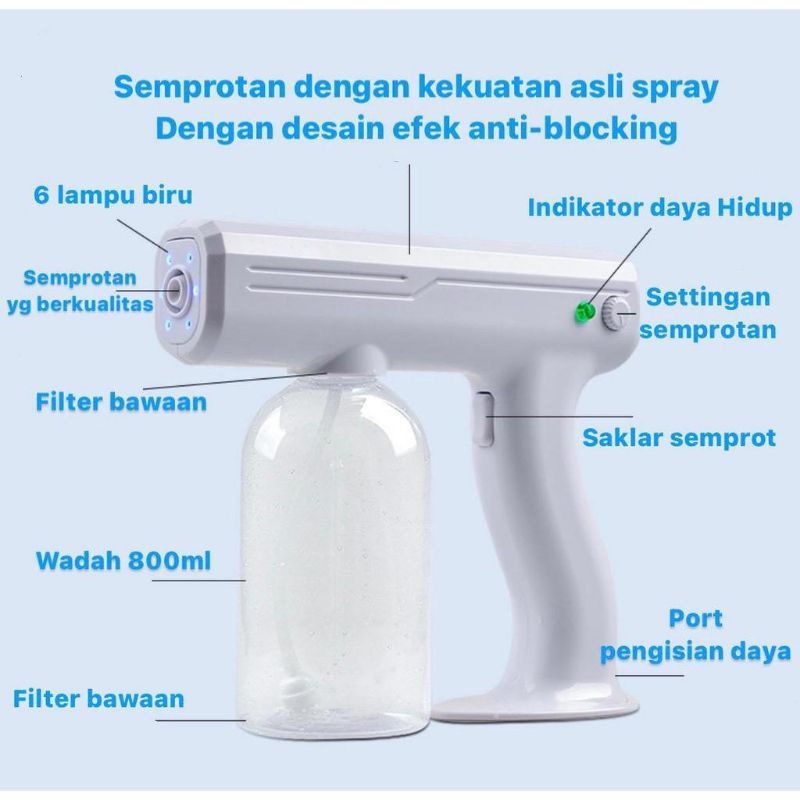 Mesin Fogging Machine Wireless Spray Disinfection Blue Light Nano alat Spray Sprayer best seller