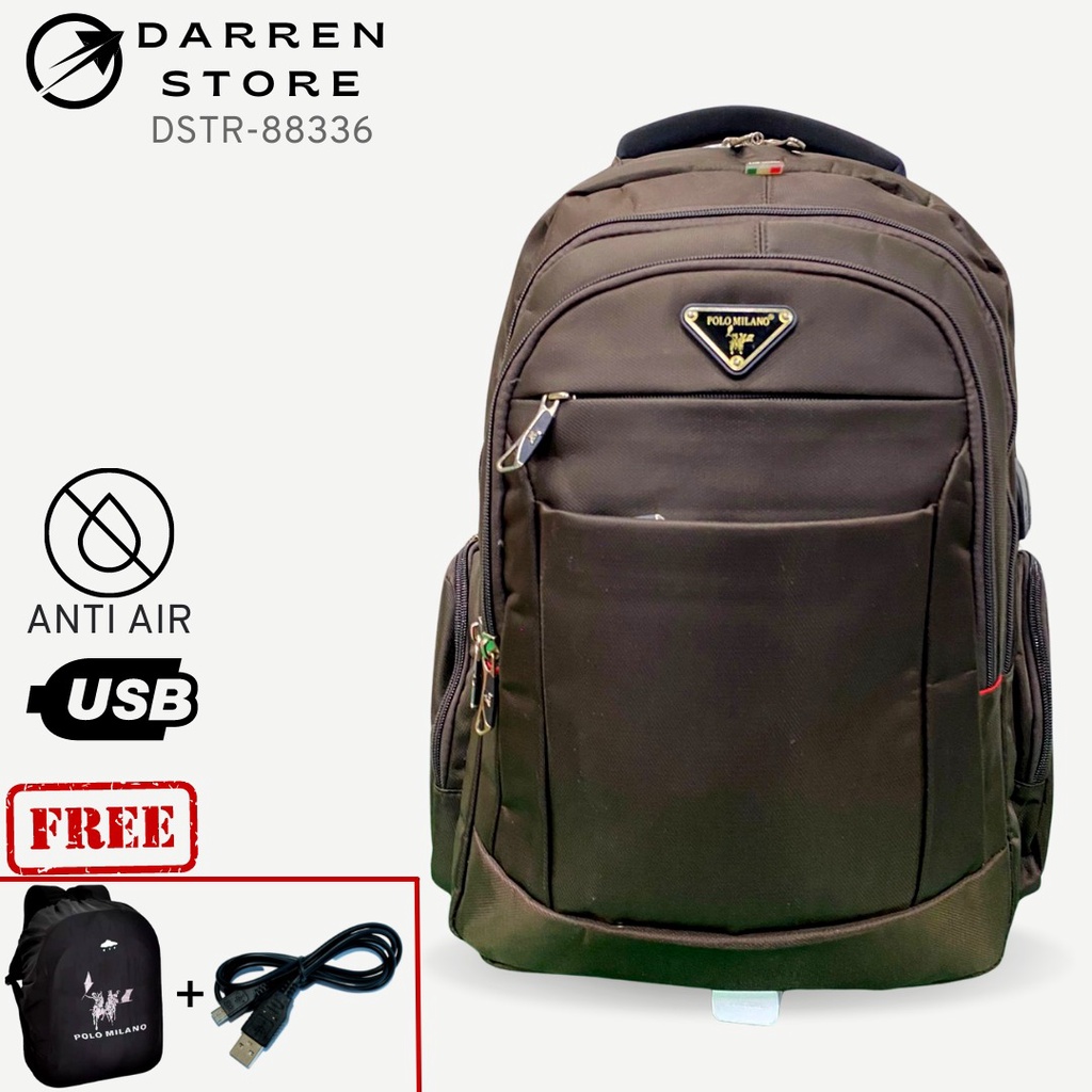 HOT PROMO TAS RANSEL SEKOLAH / KULIAH / KERJA POLO MILANO 88336 TAS TERBARU USB ANTI AIR