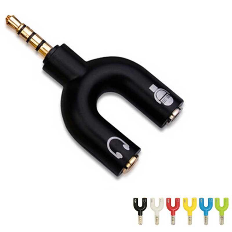 Mediatech Konektor Audio Splitter U Shape Male to Dual Female Jack 3.5mm