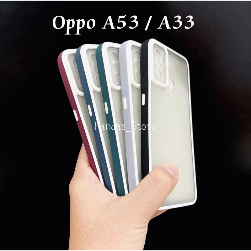 Pro Hybird Oppo A53 / A33 Softcase Halus dan Elegan / Pinggiran Garis Putih Keren (Pandas)