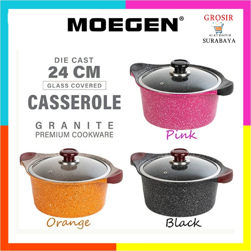 Casserole MOEGEN Germany granite marble 24 cm+ tutup