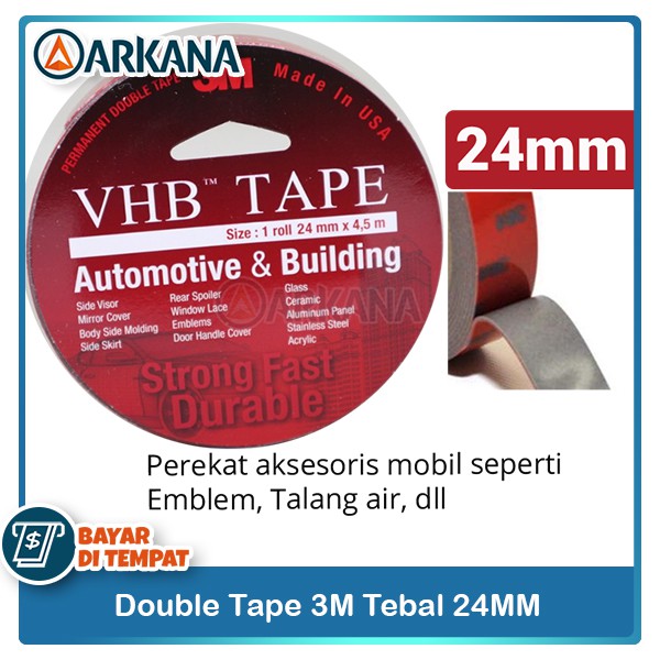 

Double Tape 3m VHB Isolasi Ukuran 24mm 4.5m Perekat 3M Lem 3M