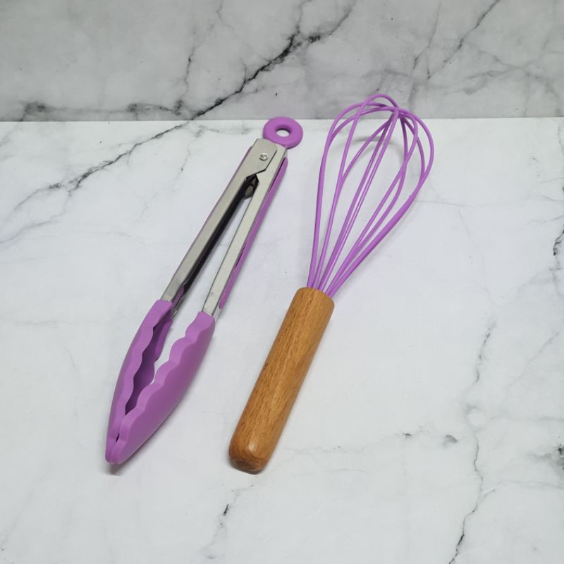 Purple series set cooking silicone utensil set with wooden handle