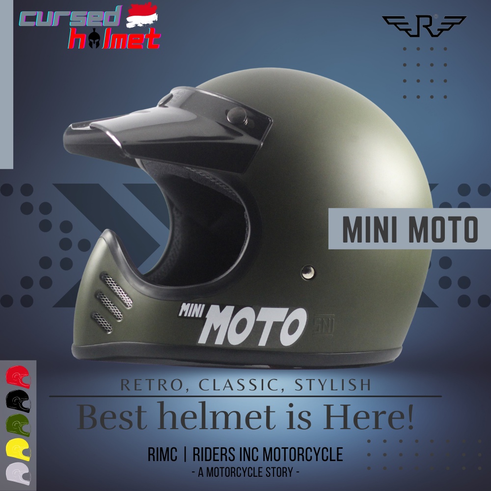 Helm Motor Bogo Retro Classic Full Face Dewasa RIMC Mini Moto