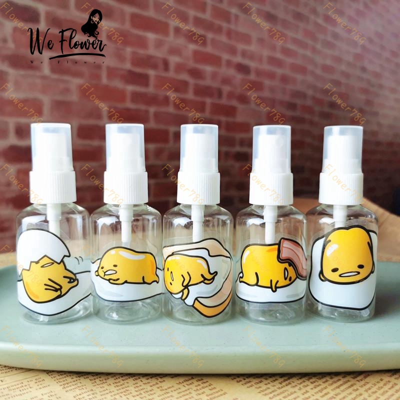 (We) Botol Spray Kosong Bahan Plastik Desain Gudetama Kapasitas 50/100ml Portabel Dapat Diisi Ulang