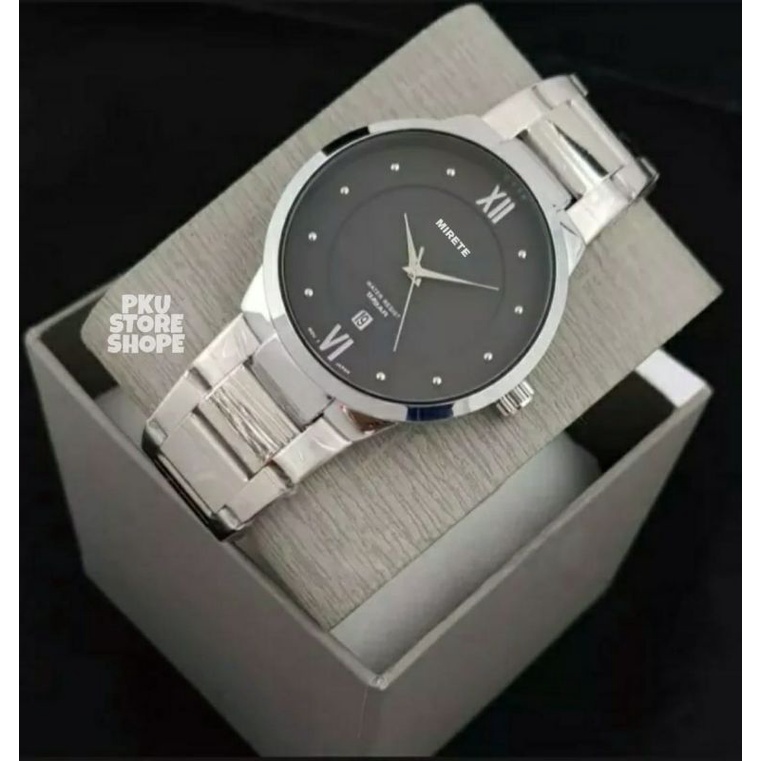 Jam Pria Rantai Stainless Steel  Analog KUARSA Mirete Original Anti Air Tanggal Aktif / Import / tanggal Otomatis / Hitam / Rosgold / Silver / Water Resistant / Original / ALB / MIRETE / COD / MURAH / FOS