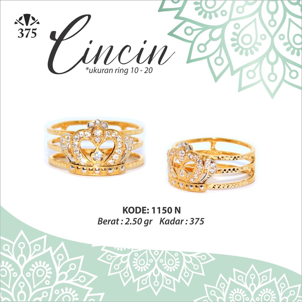 TM375 CINCIN EMAS ASLI TUMPUK 3 MAHKOTA