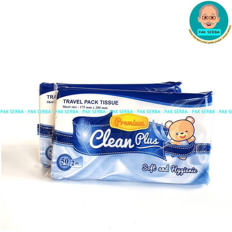 Clean Plus Travel Pack Tissue Premium 50 sheets / Tisu (DUS)