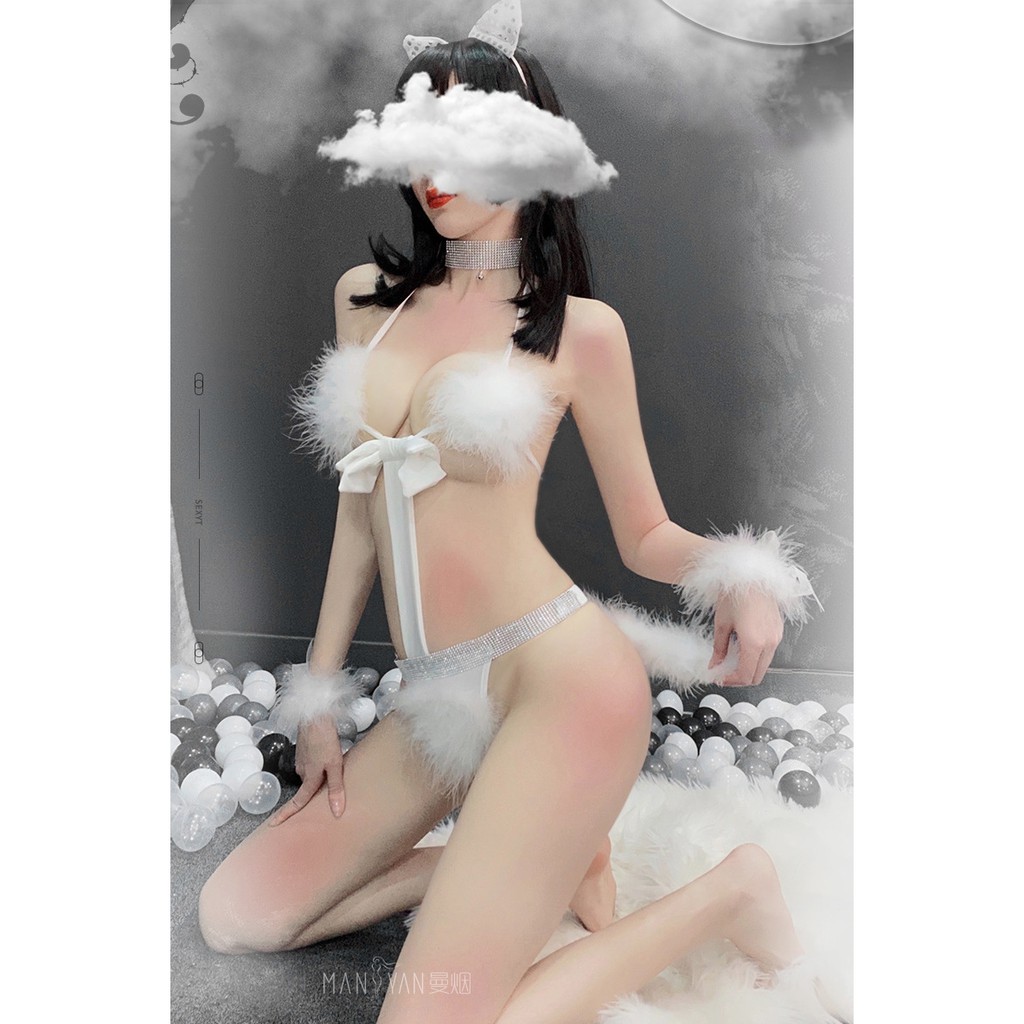 LI-27 nekomimi fur cat kucing sexy lingerie baju tidur wanita seksi cosplay