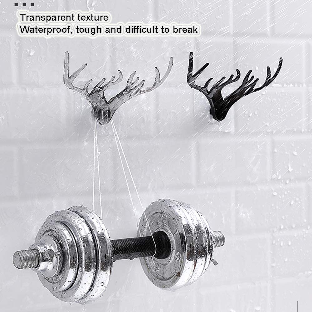 Creative Deer Head Wall Hanging Hook/ Vintage Deer Head Antlers Self Adhesive Rack for Clothes Hat Scarf Key Ring Necklace/Nail-Free Space Saving Storage Rack /Home Office Multifunction Wall Racks