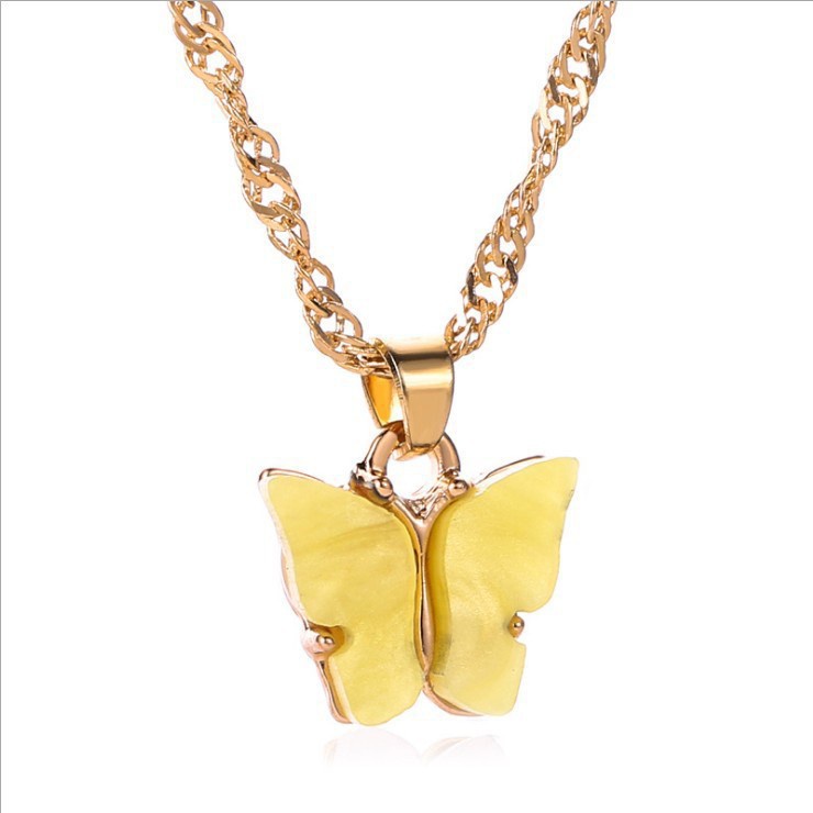 Fashion Kalung Kupu-kupu Gradien Biru Gelang In Rantai Butterfly Necklace Bracelet Klavikula L107