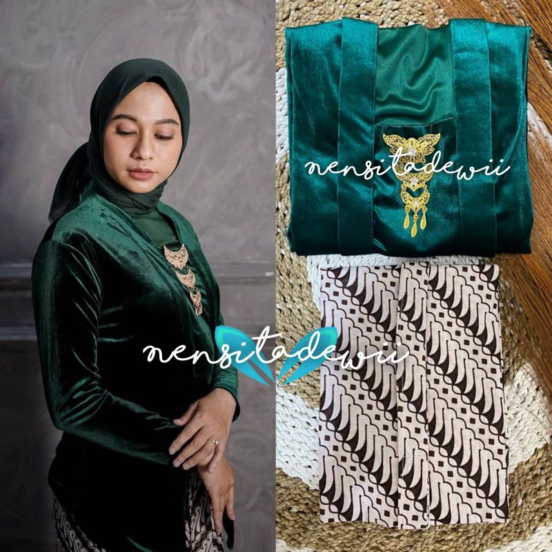 [1 SET] Kebaya + Jarik Instan / Motif Lereng Putih #PH06