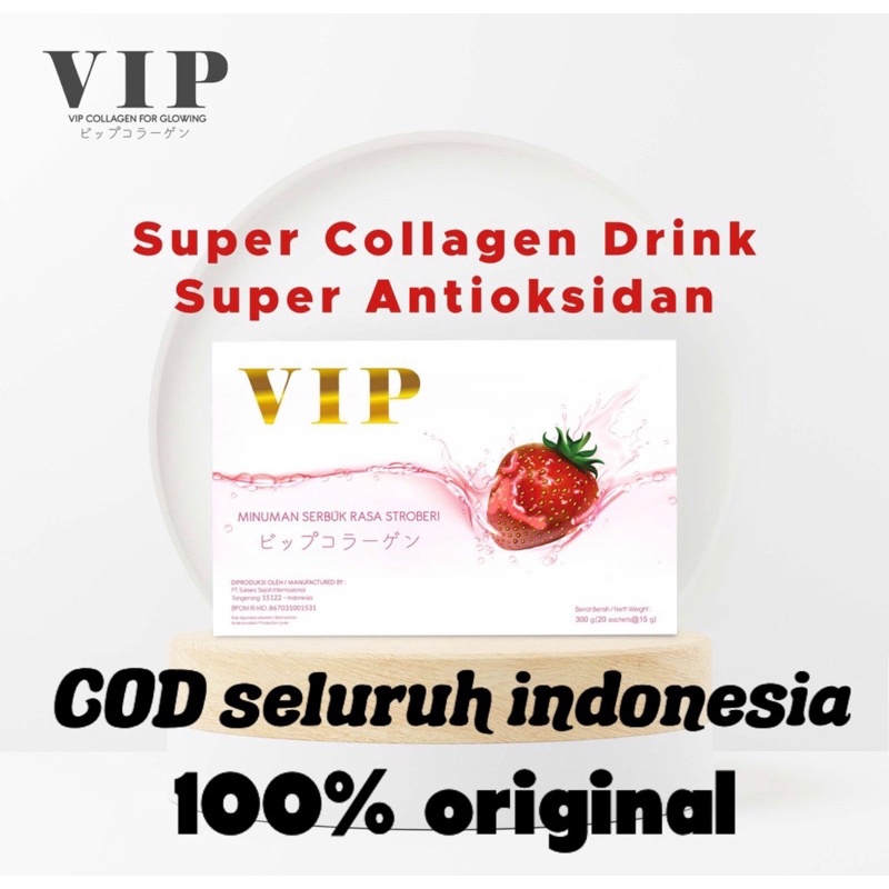 VIP COLLAGEN m 1 Box isi 20 SUPLEMEN KECANTIKAN COLAGEN MINUMANORIGIMAL PERAWATAN PEMUTIH