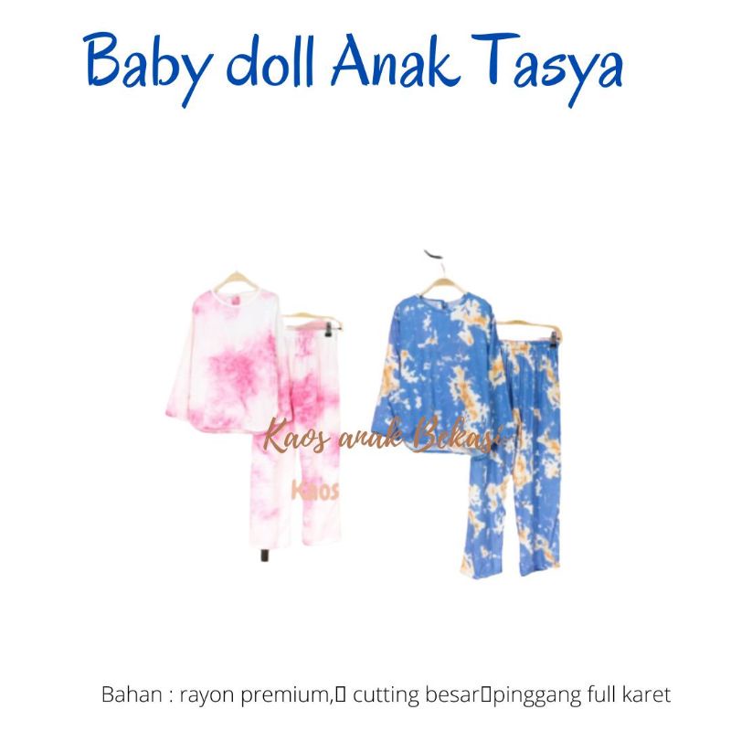 Piyama Anak Perempuan Tanggung 5 - 12 Tahun Pajamas Rayon Tye Dye Anak Perempuan Junior Setcel Rayon