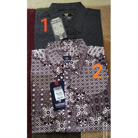 Kemeja Pria Lengan Pendek Benhill/ Scotch/ S135/ Top Jhon