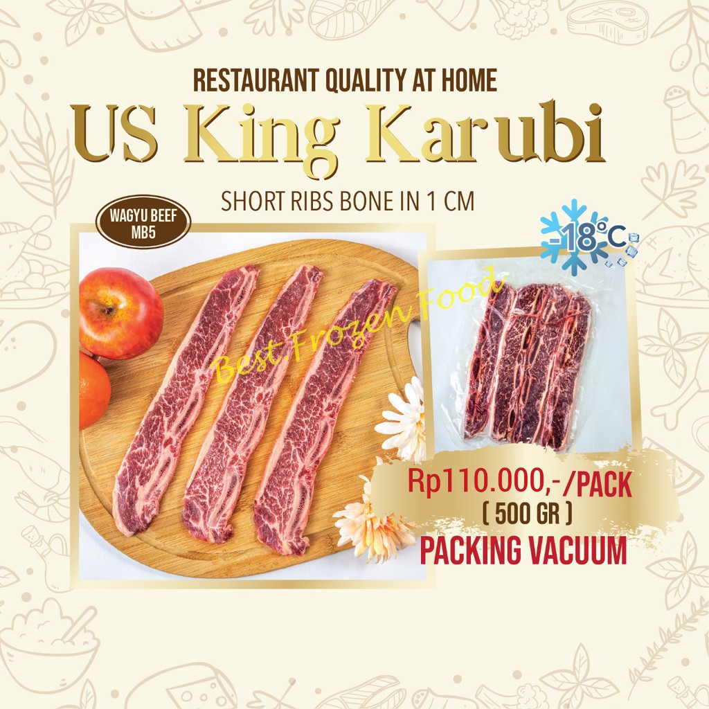 

US King Karubi 500gr (Short Ribs Bone In 1cm Wagyu MB5)