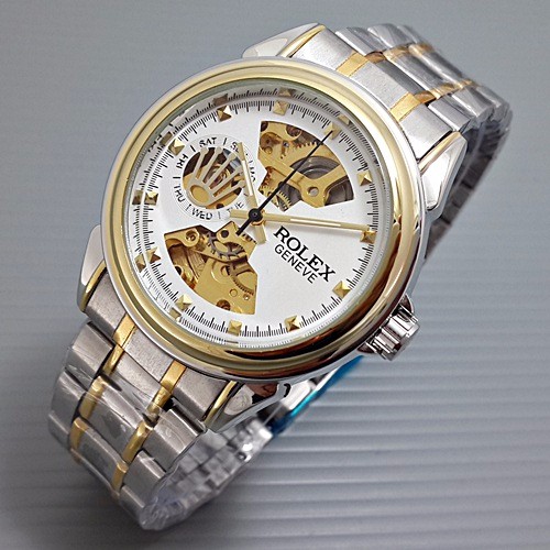 Rolex Skeleton Geneve Rantai Combi White