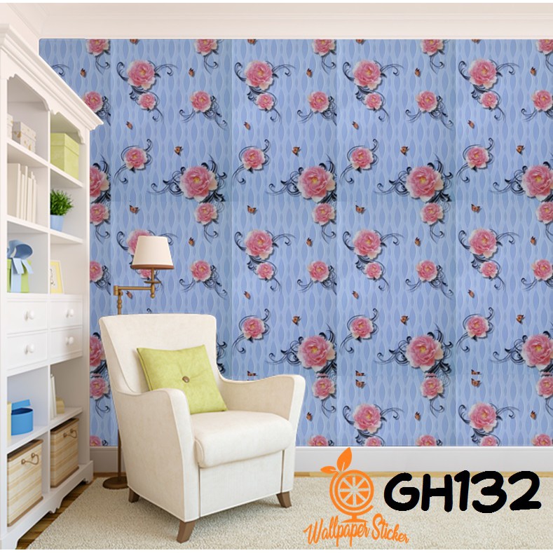 Wallpaper Dinding Sticker Wallstiker Motif Batik Bunga Garis Karakter - Worldhome