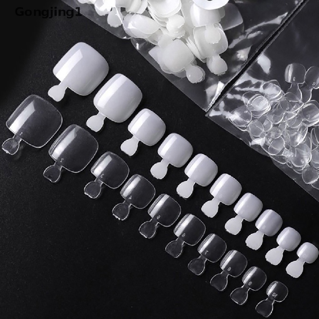 Gongjing1 500Pcs / Set Kuku Kaki Palsu Model French Nail Art Untuk Manicure