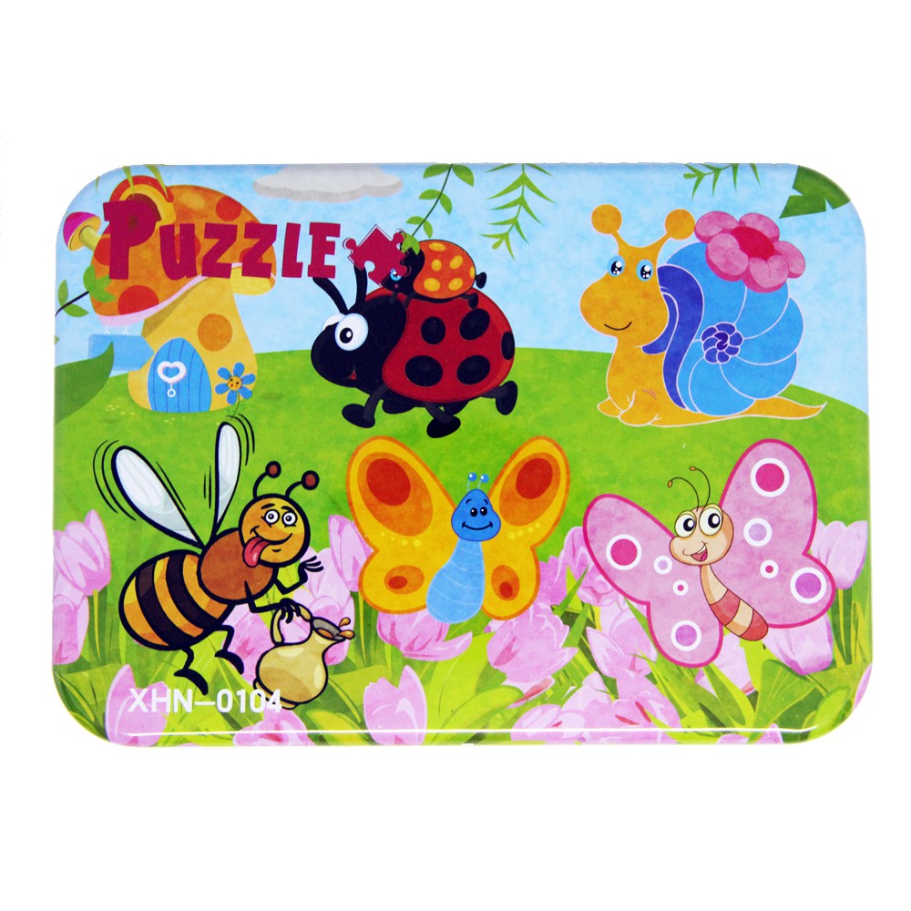 PL110 Puzzle Kayu Jigsaw Mix 4 in 1 Tepak Kaleng Mainan Anak Insect