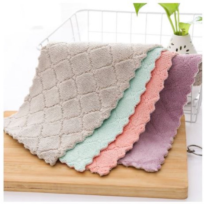 Kain Lap Dapur Meja Piring Anti Minyak Microfiber Kitchen Towel Serbaguna Serap Air Cleaning Cloth