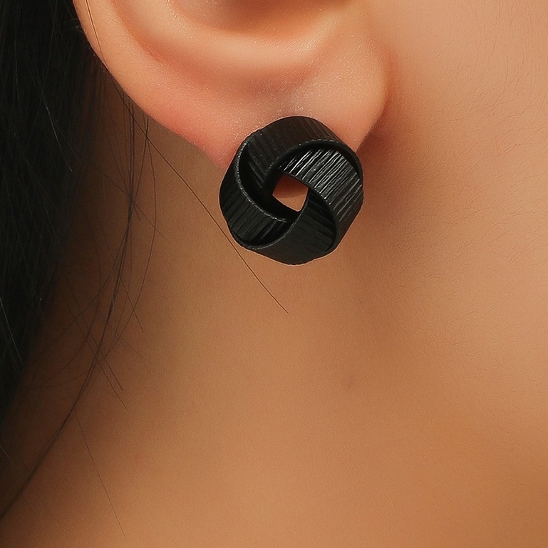 Anting Tusuk Model Geometri Twist Bahan Metal Warna Gold / Silver Untuk Wanita