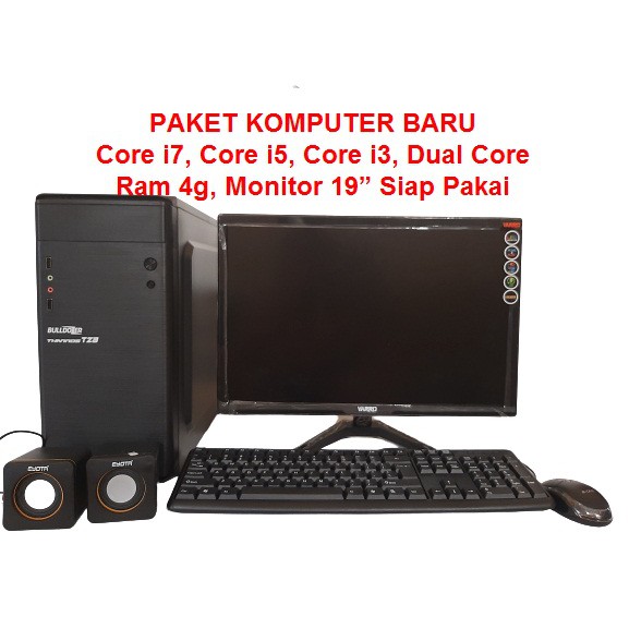 PAKET KOMPUTER BARU INTEL CORE I3-2100 CORE I3-2120 CORE I3-3220 CORE I3-3240 CORE I5-2400 CORE I5-2500  CORE I7-2600 - RAM 4GB HDD 500GB LED 19&quot; SIAP PAKAI