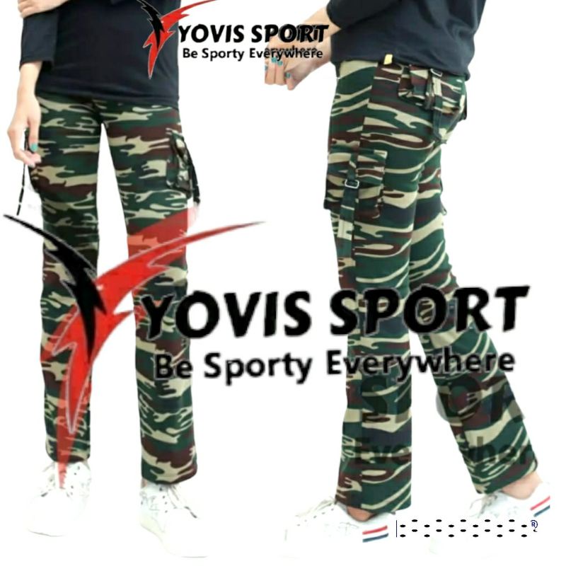 Celana panjang loreng cargo Yovis celana cargo loreng wanita [LORENG CARGO]