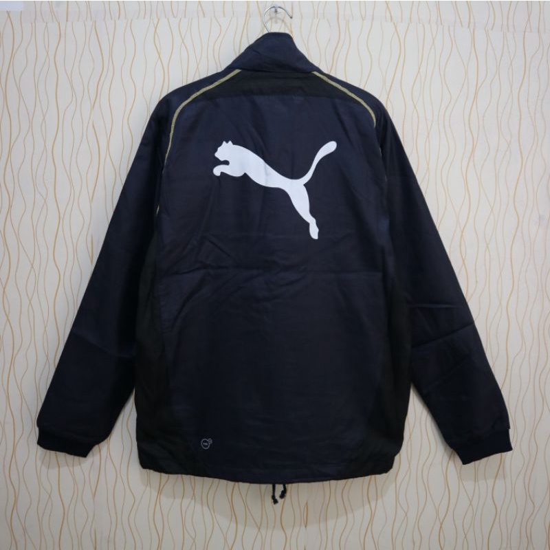 Jaket Tracktop Training Sport Original Puma Big Logo Biru Navy Hitam
