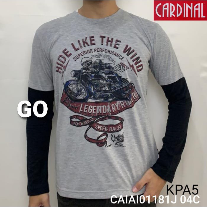 gof KPA CARDINAL JEANS Kaos Cowok Baju Oblong Slimfit Pakaian Pria Lengan Panjang