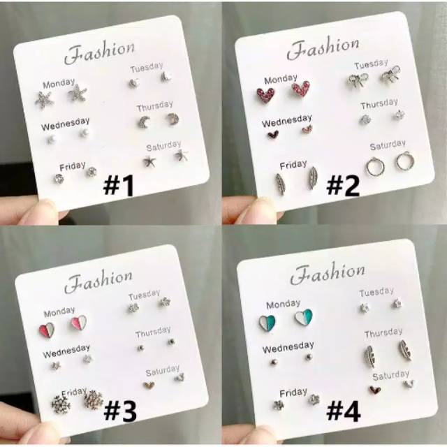 (ACC07) Anting set untuk sehari hari anting cakep  Anting Harian  6 pasang Anting 1 Set Anting tusuk