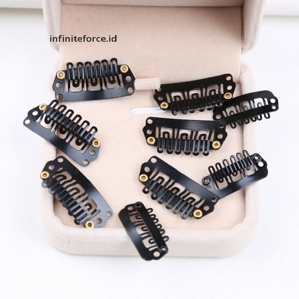 (Infiniteforce.Id) 50pcs Klip Extension Rambut Bentuk U 28mm Bahan Metal Warna Hitam