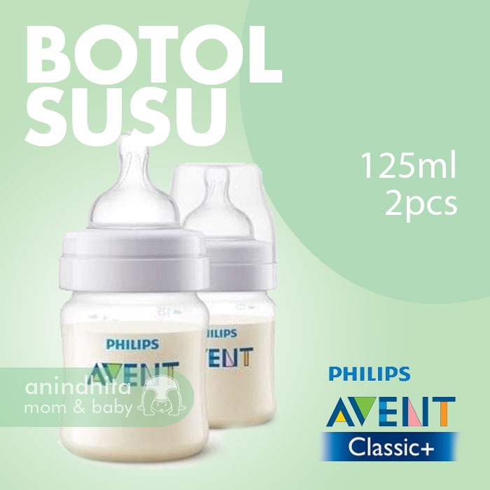 PHILIPS AVENT Wide Neck Bottle Classic 2x125ml Twin Pack Botol Susu