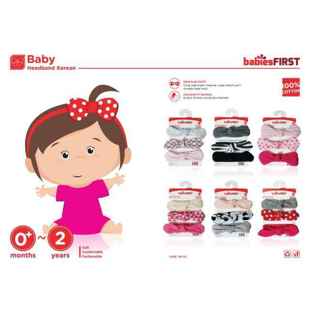 HEADBAND / BANDO / BANDANA BAYI 0-24 BULAN ISI 3  BABIESFRIST 537100