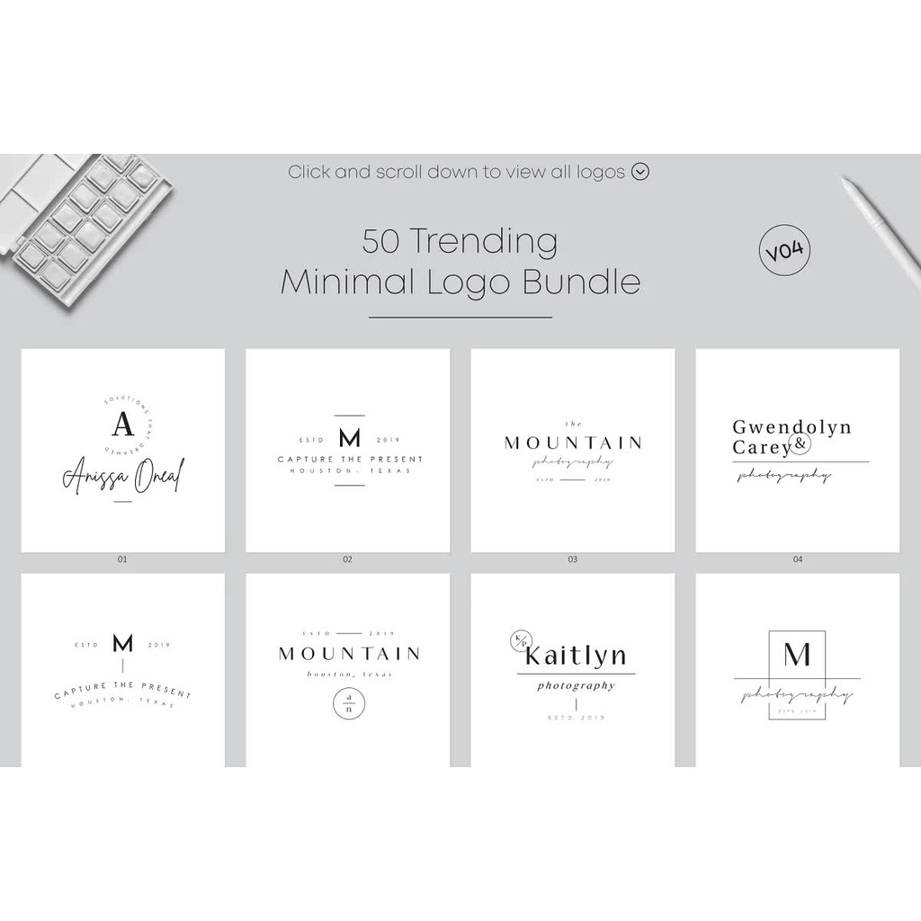 50 Trending Minimal Logo Bundle V03 - Photoshop &amp; Illustrator