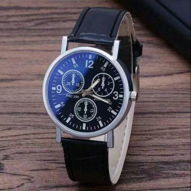 Jam tangan kulit pria Geneva hitam