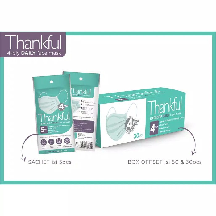 THANKFUL Masker Earloop Daily Mask 4 Ply ISI 30
