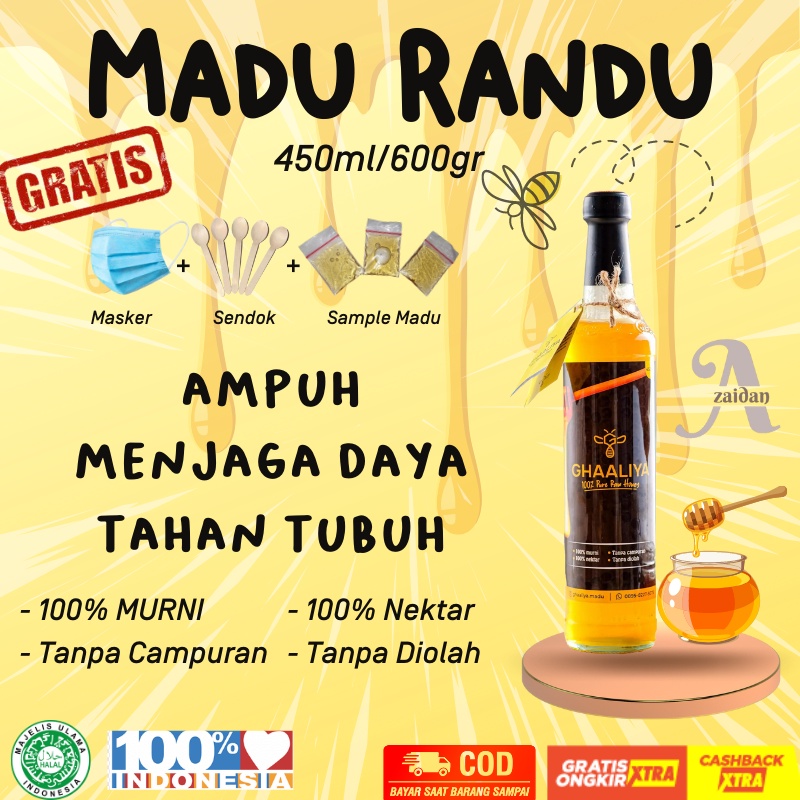 

Madu asli lebah murni 100% original Madu tanpa campuran Ghaaliya Nektar Randu Carpa Pure Raw Honey