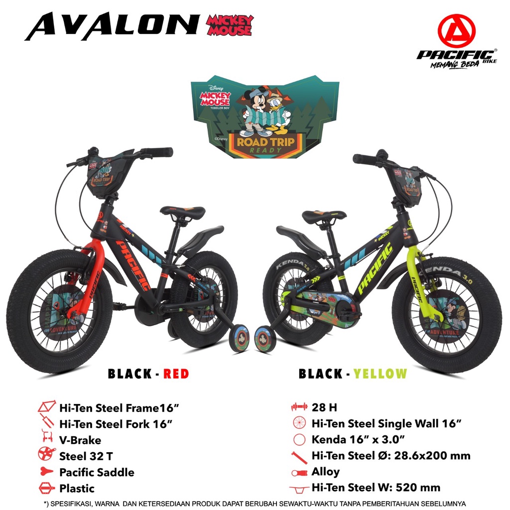 Sepeda anak bmx avalon mickey mouse pasific