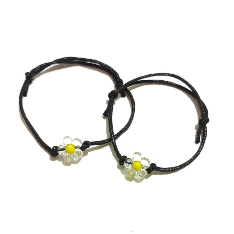 Sepasang (dapat 2 buah) Gelang Persahabatan Couple Charm Bunga Resin Akrilik Gelang Pasangan Couple Bracelet Handmade