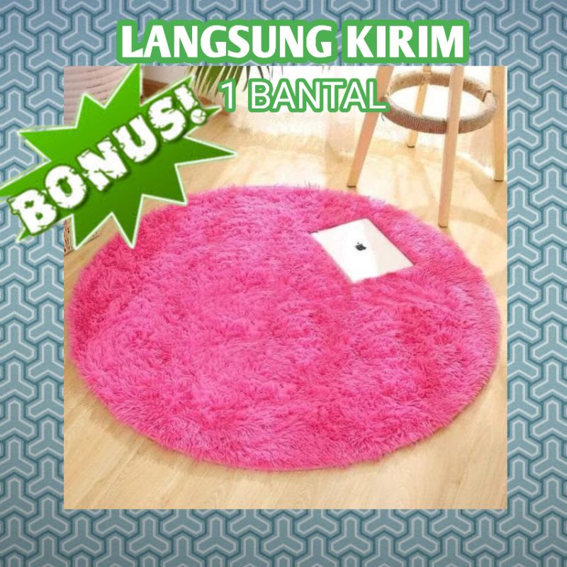 KARPET BULAT RUANG TAMU DIAMETER 100CM KARPET BULU  RASFUR BULAT