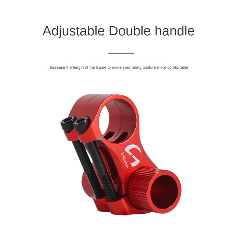 Bicycle Double Stem Riser Handlebar Sepeda Lipat 25.4 Mm - Hitam/Merah Extender Batang Sepeda Berongga Ultra-ringan Yang Dapat Disesuaikan