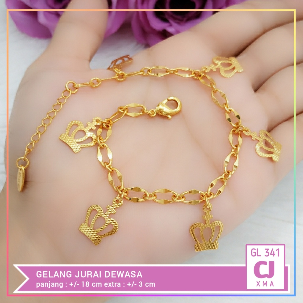 Gelang xuping gelang dewasa/remaja jurai mahkota perhiasan lapis emas gold GL 341