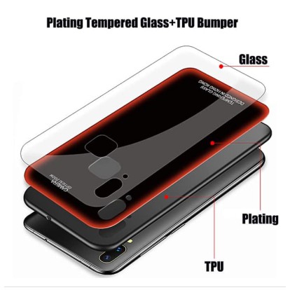 Case Mi 8 lite Plating Chrome Glass Premium Original