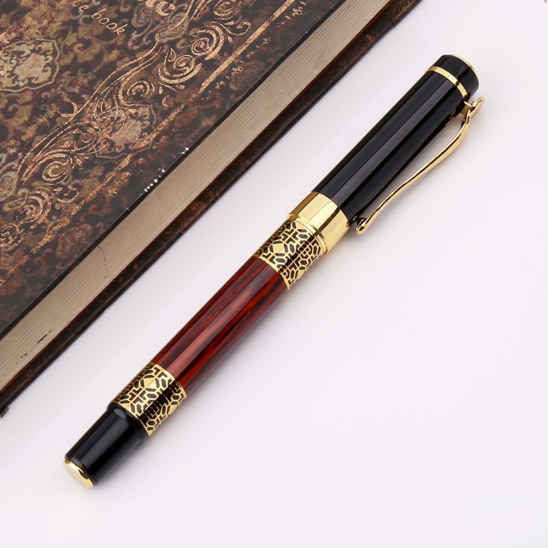 Mary Luxury Metal Ballpoint Pen Imitasi Motif Emboss Rollerball Pen Kantor S