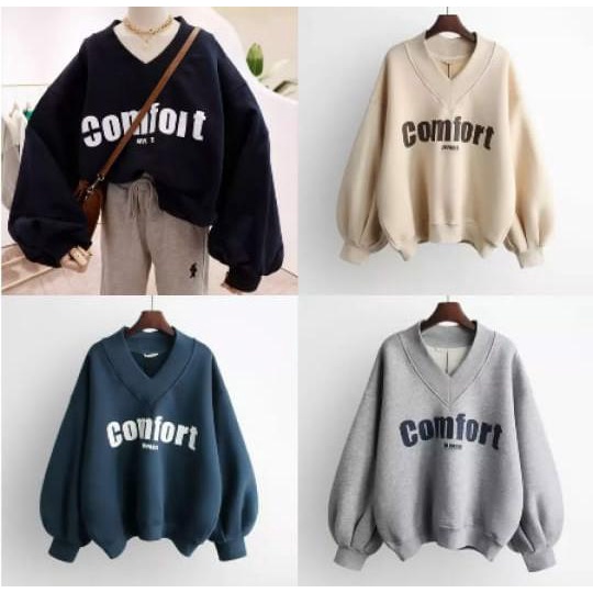 SWEATER COMFORT CREWNECK SWEATER OVERSIZE / SWEATER WANITA TEBAL