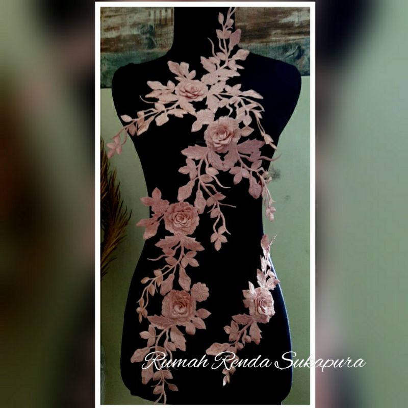 renda bordir bunga / renda bordir 3d / renda dada