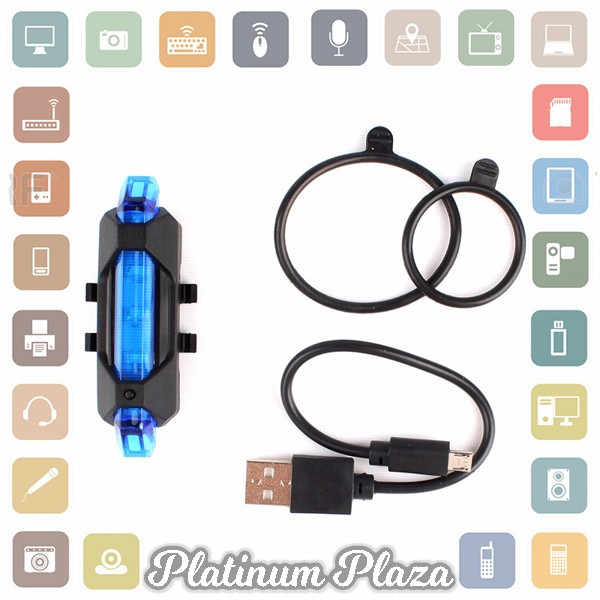 TaffLED Defensor Lampu Sepeda 5 LED Taillight Rechargeable - DC-918 - Blue`EXTZXK-